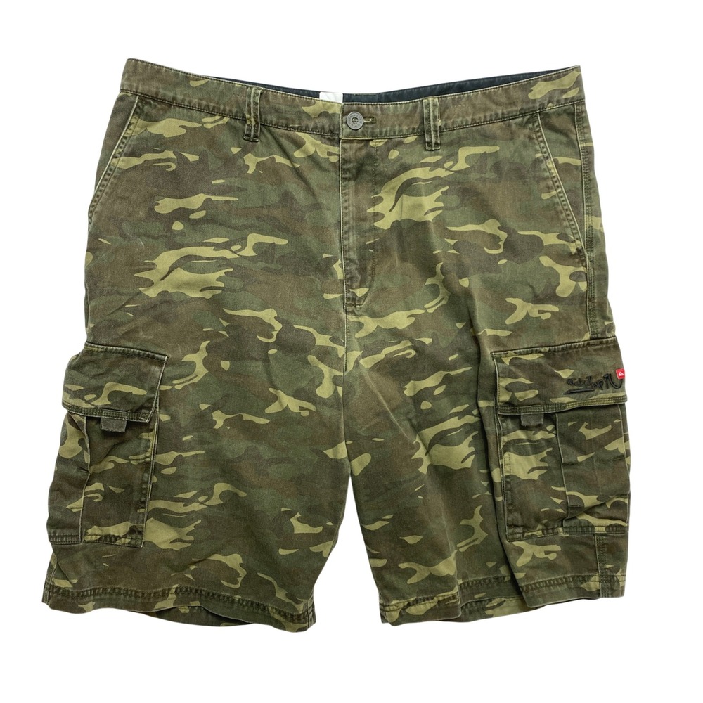 Quiksilver Shorts Mens 38 Green Camo AQYWS00063 Cargo Cotton Utility Rugged